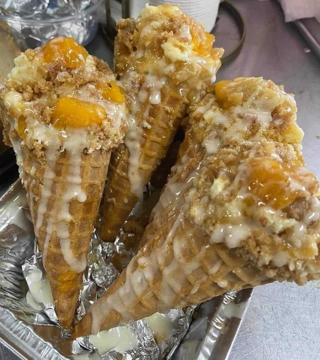 Peach Cobbler Cheesecake Cones